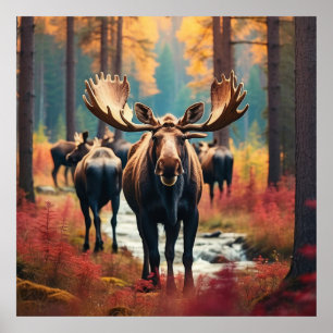 *~* Nature AP AP49 MOOSE Forest GRÄS STREAM Poster