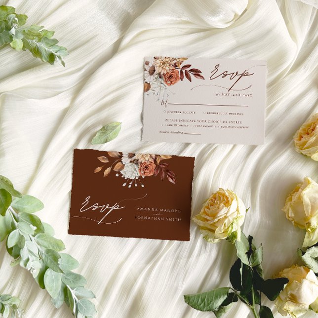 Nature Autumn Watercolor Bröllop OSA Kort (Skapare uppladdad)