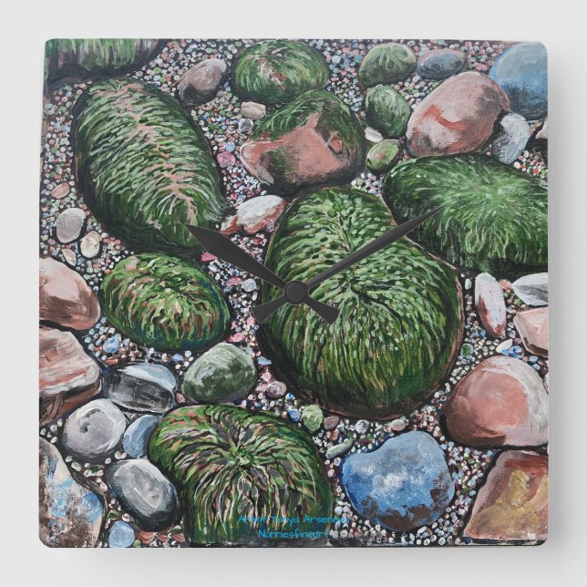 Nature Beach Sten Modern Fyrkantig Klocka (Framsida)