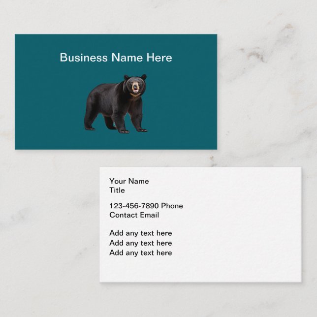 Nature Bear Theme Business Cards  Visitkort (Fram/baksida)