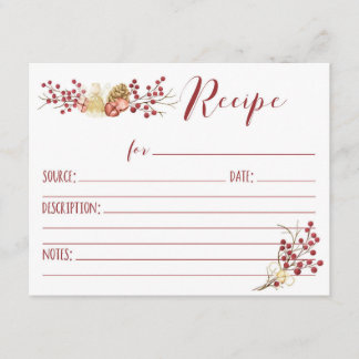 Nature Berries & Klockor Helgdag Recept Card Inbjudningar