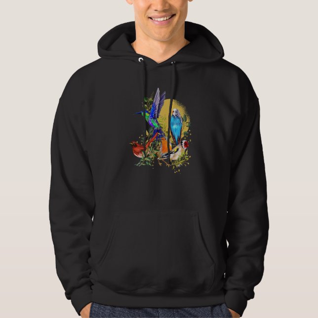 Nature Bird Animal  Birdwatching Fullmoon Bird Hoodie (Framsida)