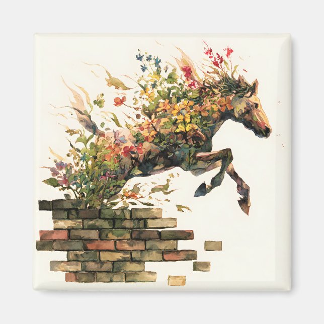 Nature Botanical Blommigt Horse Jumping Magnet (Framsidan)