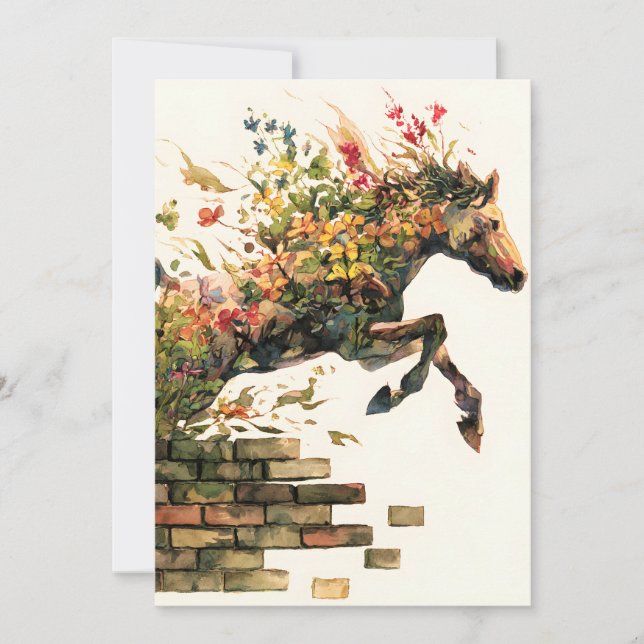 Nature Botanical Blommigt Horse Jumping Meddelande (Framsida)