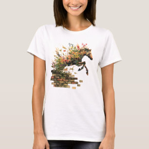 Nature Botanical Blommigt Horse Jumping T Shirt