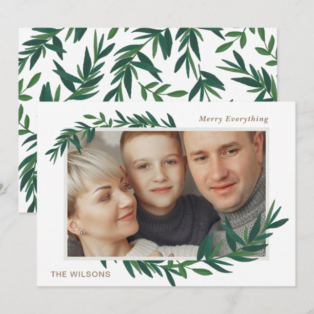 Nature Botanical Önskemål Guld-fotokort för Helgda Inbjudningar (Fram/baksida)