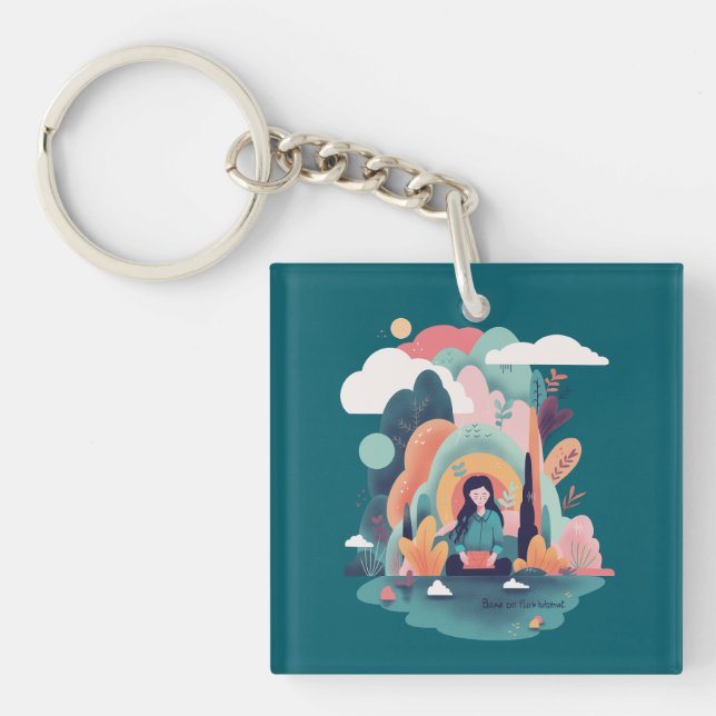 Nature Calm Aesthetic Art Keychain (Framsidan)
