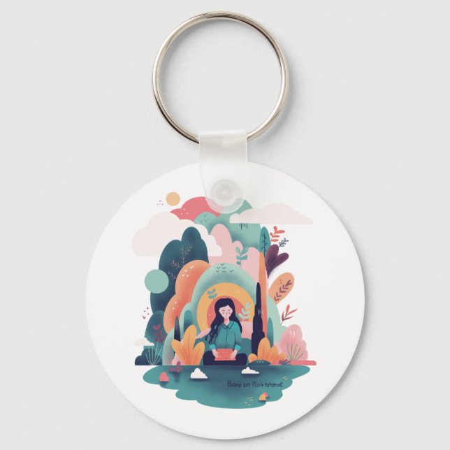 Nature Calm Aesthetic Art Keychain Nyckelring (Framsida)