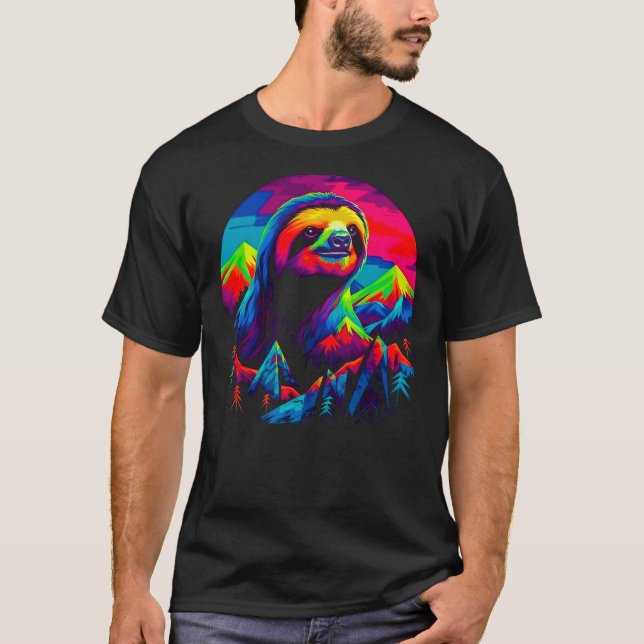 Nature Camping Sloth T Shirt (Framsida)