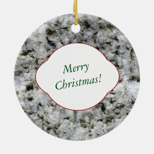 Nature Decorative White Granite Sten med text Julgransprydnad Keramik (Baksidan)