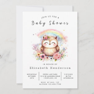 Nature Digital Uggla Baby Shower Inbjudningar