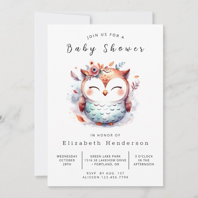 Nature Editable Uggla Baby Shower Inbjudningar (Framsida)