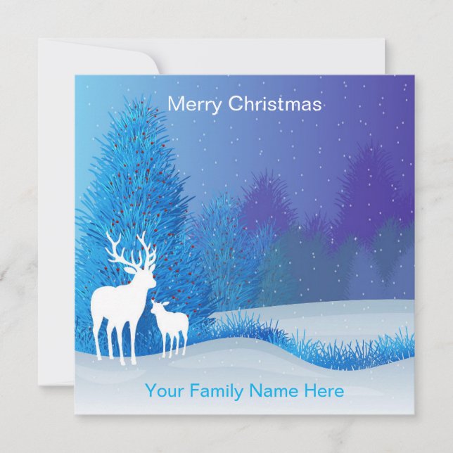 Nature Elk Hjort Blue jul Card Kort (Framsida)