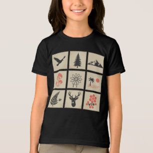 Nature frimärke collage t shirt