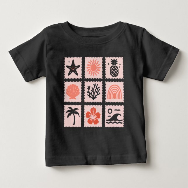 Nature frimärke collage t shirt (Framsida)