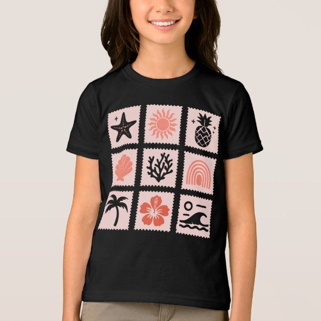 Nature frimärke collage t shirt (Framsida)