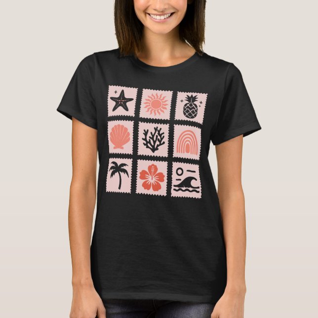 Nature frimärke collage t shirt (Framsida)
