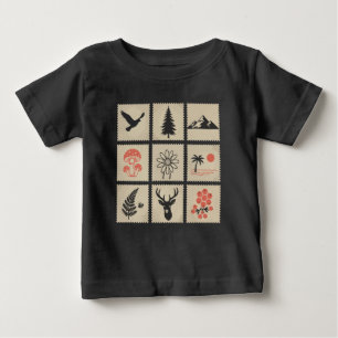 Nature frimärke collage t shirt