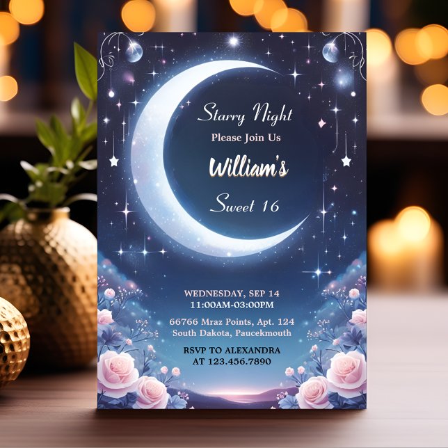 Nature Galaxy Mystical Starry Night Sweet 16 Inbjudningar (Skapare uppladdad)