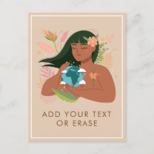 Nature Girl Holding Mor Earth Planet Add Text