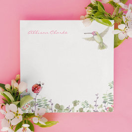 Nature Girl Hummingbird Ladybug Garden Monogrammed Post-it Block