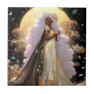 Nature Goddess African American Fantasy Art Kakelplatta