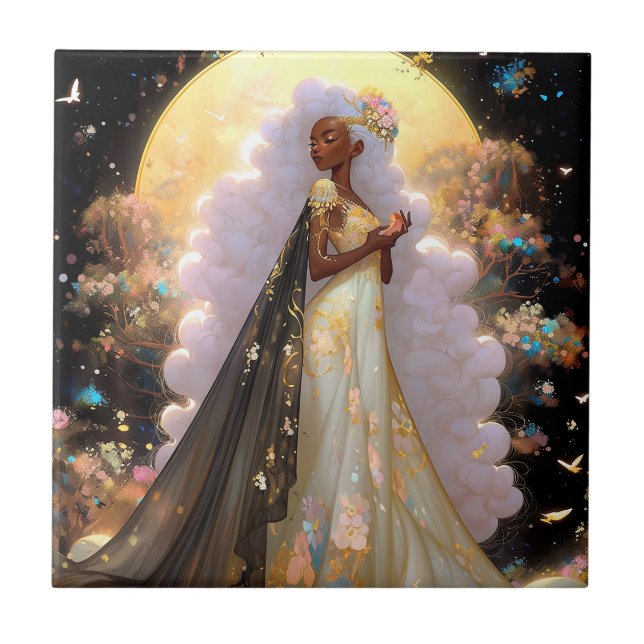 Nature Goddess African American Fantasy Art Kakelplatta (Framsidan)