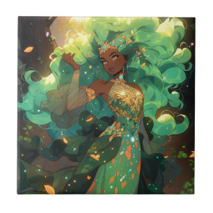 Nature Goddess African American Fantasy Art Kakelplatta