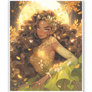 Nature Goddess African American Fantasy Art Klistermärken