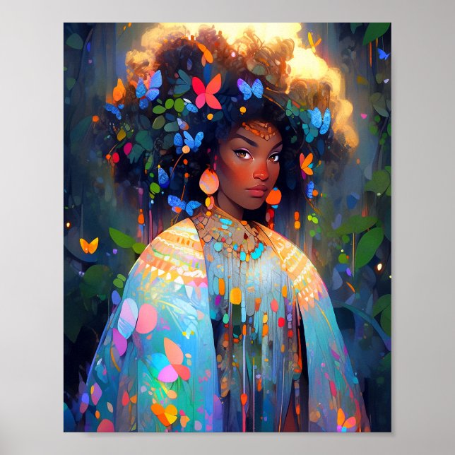 Nature Goddess African American Fantasy Art Poster (Framsidan)