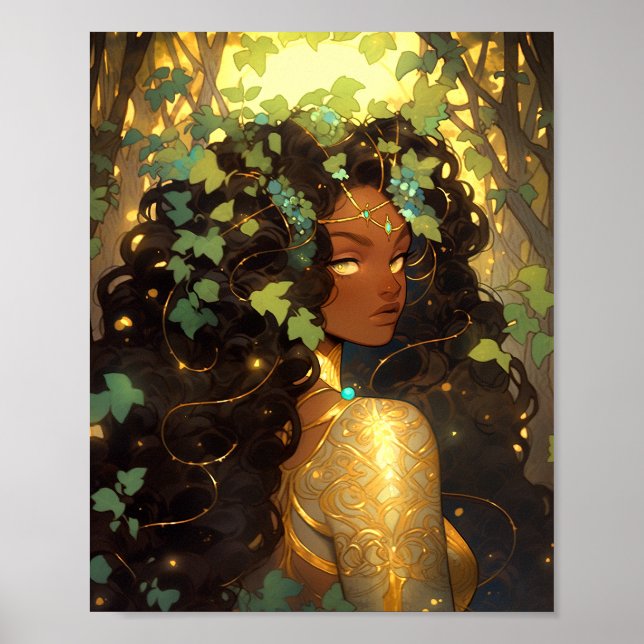 Nature Goddess African American Fantasy Art Poster (Framsidan)