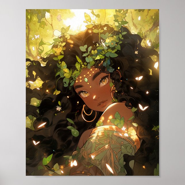 Nature Goddess African American Fantasy Art Poster (Framsidan)