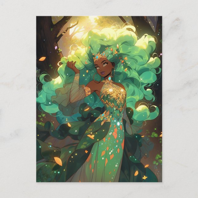 Nature Goddess African American Fantasy Art Vykort (Framsida)