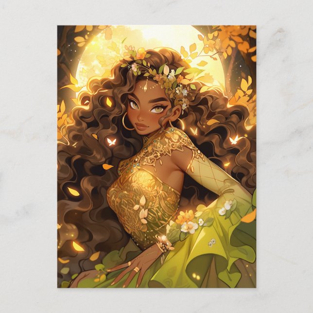 Nature Goddess African American Fantasy Art Vykort (Framsida)
