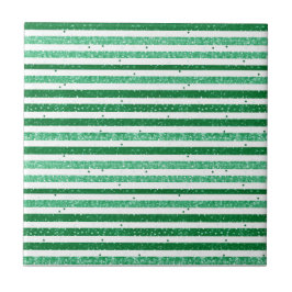 Nature Green White Horizontal Glitter Stripes Kakelplatta