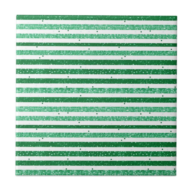 Nature Green White Horizontal Glitter Stripes Kakelplatta (Framsidan)