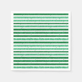 Nature Green White Horizontal Glitter Stripes Pappersservett