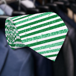 Nature Green White Horizontal Glitter Stripes Slips