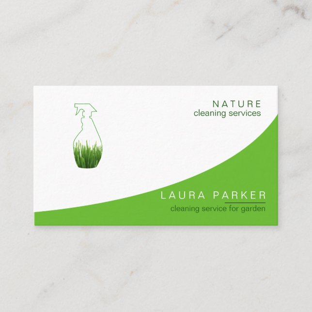 Nature Grönt Grass Spray Flaska Städning Service Visitkort (Framsida)