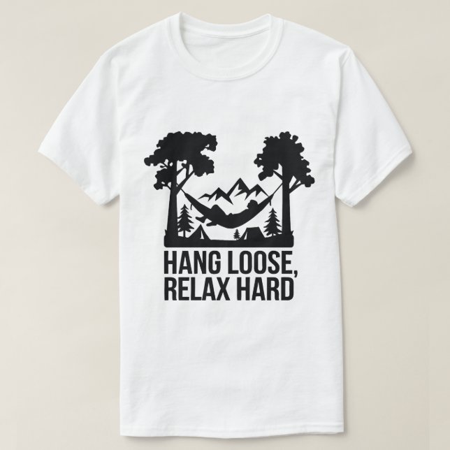 Nature Hammock Camping Relaxing Silhouette Art T Shirt (Design framsida)