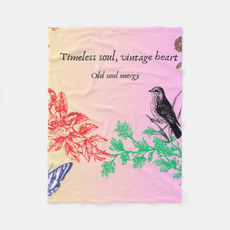 Nature Harmony Blanket – Birds, Trees & Butterfly  Fleecefilt