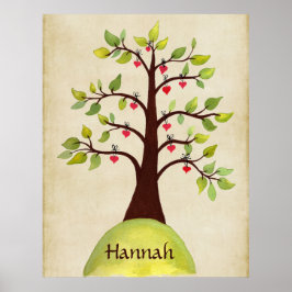 Nature Heart Träd Nursery Kids Room Wall Poster