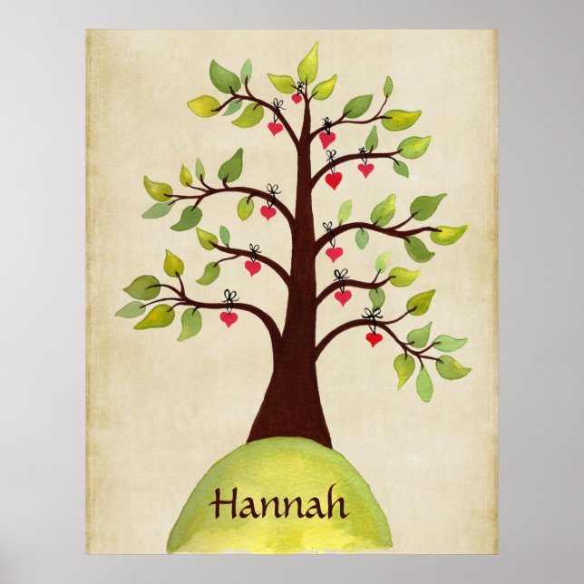 Nature Heart Träd Nursery Kids Room Wall Poster (Framsidan)