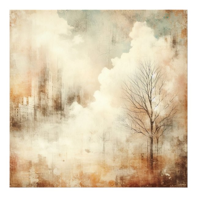 Nature In A City Scape Old Photo Graphic Design Fototryck (Framsidan)
