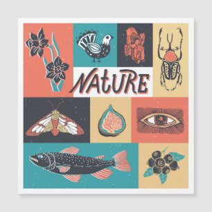 Nature Inslag, Retro Stil Icons.