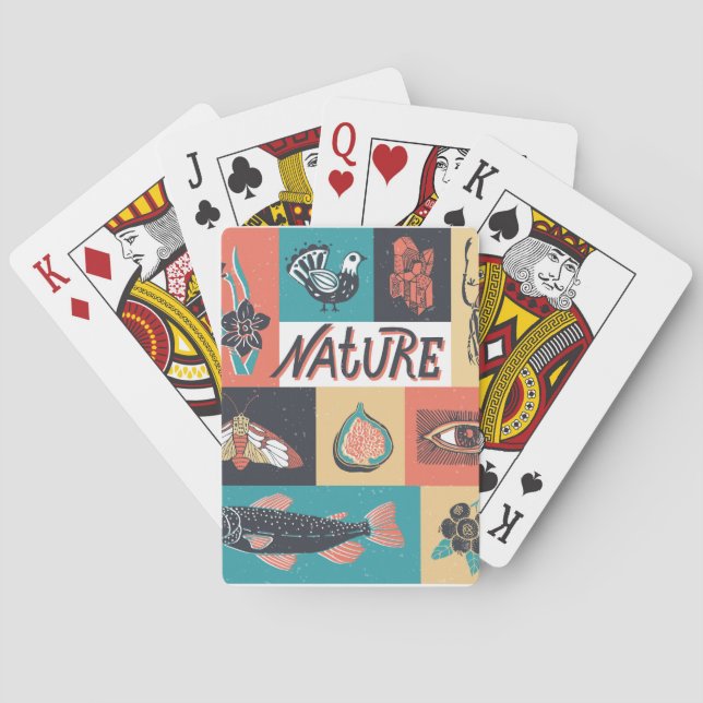 Nature Inslag, Retro Stil Icons. Casinokort (Baksidan)