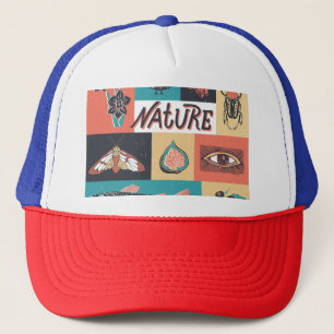Nature Inslag, Retro Stil Icons. Keps