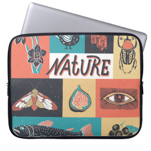 Nature Inslag, Retro Stil Icons. Laptop Fodral