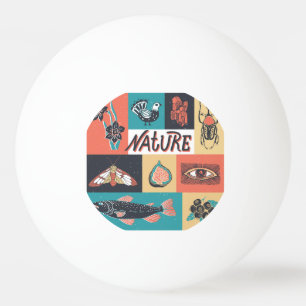 Nature Inslag, Retro Stil Icons. Pingisboll