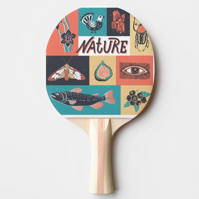 Nature Inslag, Retro Stil Icons. Pingisracket (Framsidan)